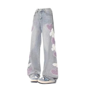 Y2K Grunge Wide-Leg Jeans - Retro 90s Fashion, Summer Outfits, and Pastel Goth Style