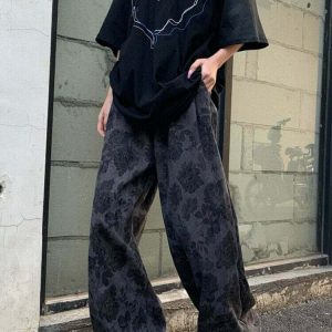 Y2K Grunge Wide Leg Pants - Retro 90s Fashion, Summer Outfits, and Clubwear