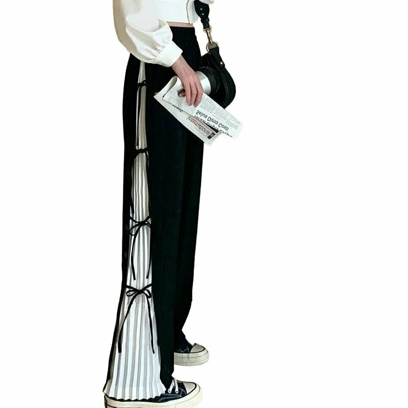 Y2K Grunge Wide Leg Pleated Pants - Retro 90s Summer Outfit, Gothic Y2K Fashion