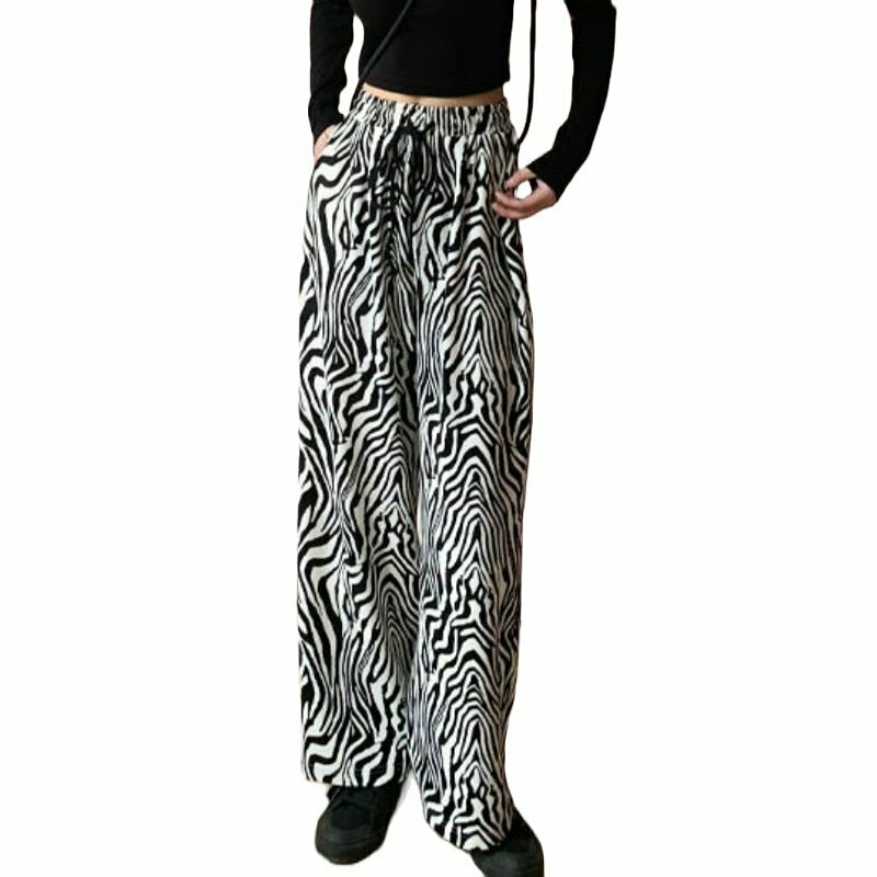 Y2K Grunge Zebra Pants - Retro 90s Fashion, Summer Outfits, Club & Party Looks