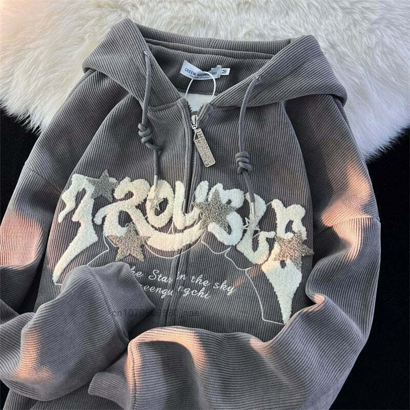 Y2K Grunge Zip-Up Hoodie - Retro 90s Fashion, Summer Outfits, and Pastel Goth Style