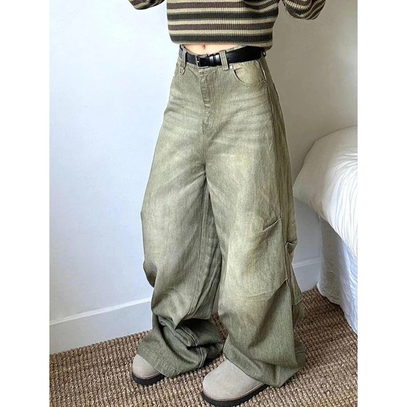 Y2K Harajuku Punk Denim Cargo Pants - Wide Leg Streetwear Fashion