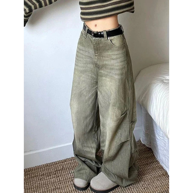 Y2K Harajuku Punk Denim Cargo Pants - Wide Leg Streetwear Fashion