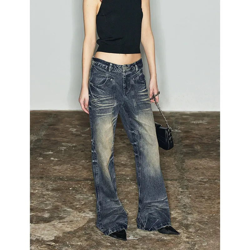 Y2K Harajuku Streetwear High Waist Flared Jeans - Vintage Denim Trouser