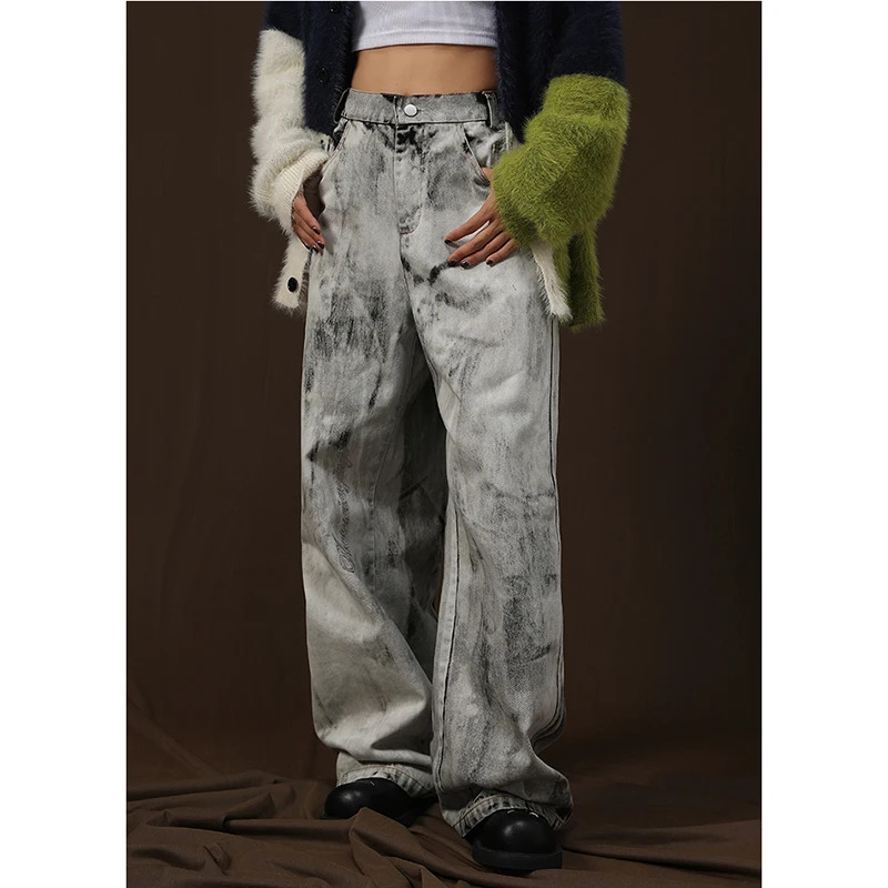 Y2K Harajuku Vintage Tie Dye High Waist Wide Leg Jeans - Spring/Summer Women's Fashion