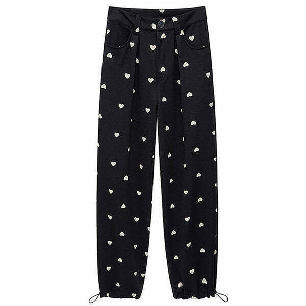 Y2K Heart Print Balloon Pants - Retro 90s Grunge Summer Outfit, Y2K Fashion Must-Have