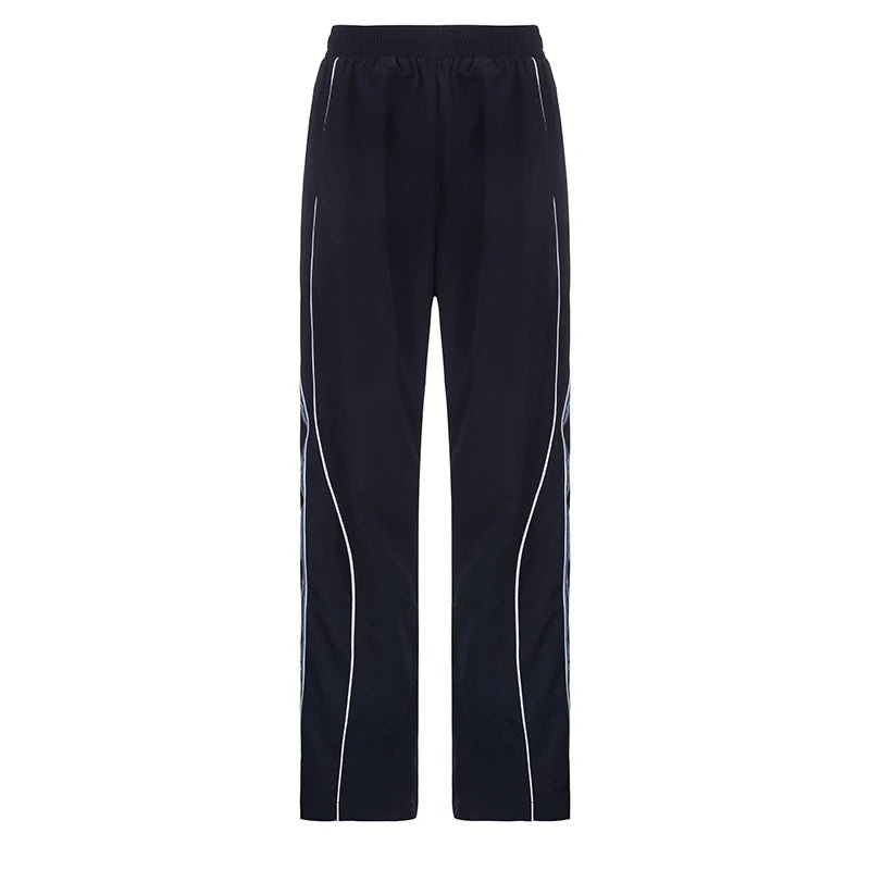 Y2K High Rise Striped Sweatpants - Retro 90s Grunge, Summer Y2K Outfits, Past