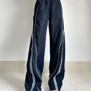 Y2K High Rise Striped Sweatpants - Retro 90s Grunge, Summer Y2K Outfits, Past