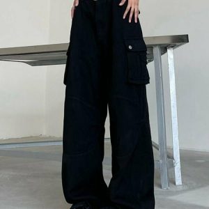 Y2K High Waist Baggy Cargo Pants - 90s Grunge, Retro Hip Hop, Summer Y2K Out