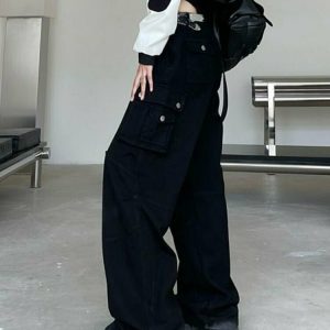 Y2K High Waist Baggy Cargo Pants - 90s Grunge, Retro Hip Hop, Summer Y2K Out