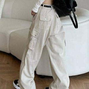 Y2K High Waist Baggy Cargo Pants - 90s Grunge, Retro Hip Hop, Summer Y2K Out