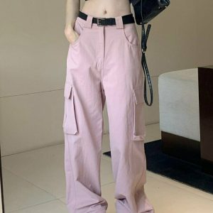 Y2K High Waist Cargo Pants - 90s Grunge, Retro Style, Summer Y2K Outfits, Y