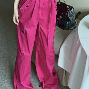 Y2K High Waist Cargo Pants - 90s Grunge, Retro, Summer Outfits, Y2K Fashion Essentials