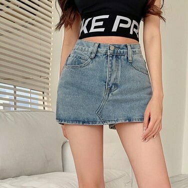 Y2K High Waist Denim Mini Skirt - 90s Grunge, Retro Summer, Y2K Party & Club