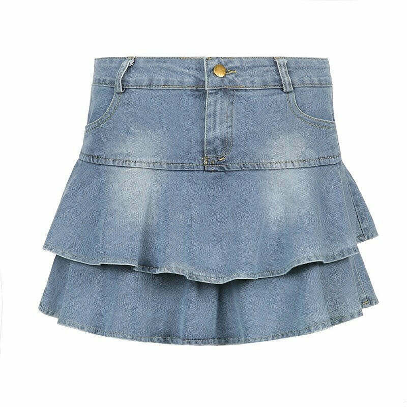 Y2K High Waist Denim Skirt Shorts - 90s Grunge, Retro Summer, Y2K Party & Club