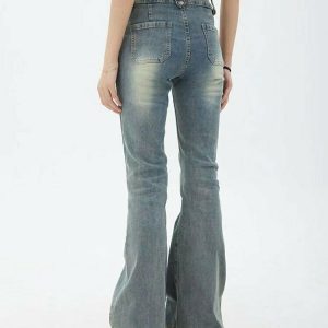 Y2K High Waist Flare Jeans - 90s Grunge, Retro, Summer, Party, and Club Outfits