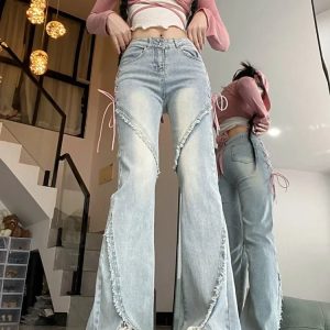 Y2K High Waisted Bandage Jeans - Retro 90s Grunge, Summer Outfits, Y2K Fashion