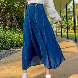 Y2K High Waisted Jean Splicing Skirt - 90s Grunge, Retro Summer, Gothic Y2K