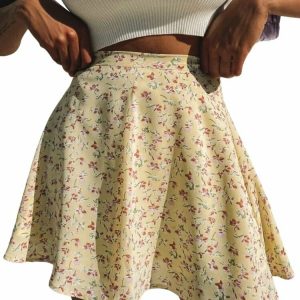 Y2K Indie Floral Summer Skirt - Retro 90s Grunge Outfit, Pastel Goth, Y2K Party