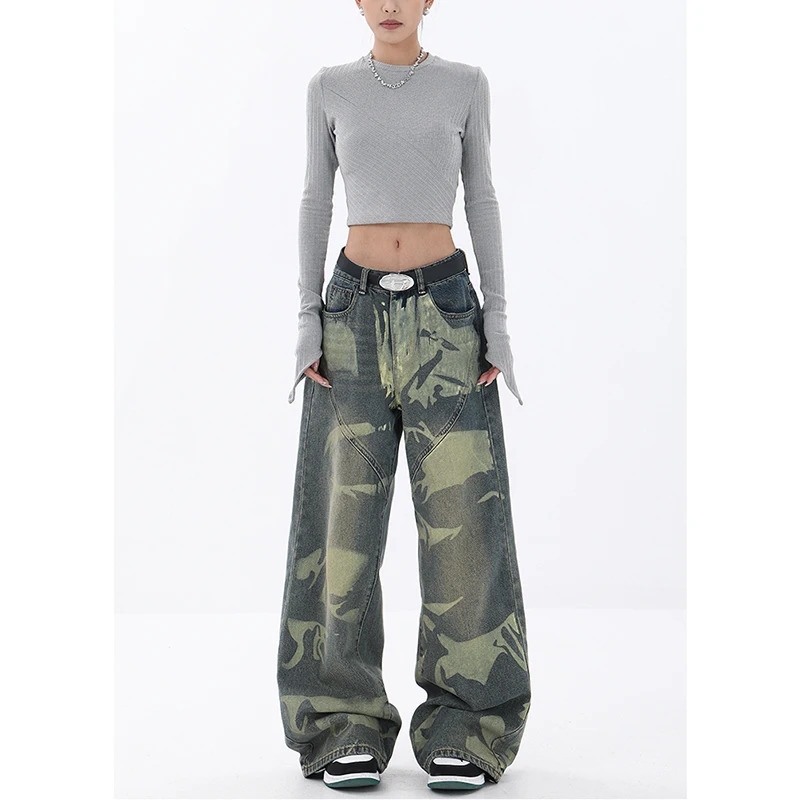 Y2K Inspired Vintage Streetwear High Waist Blue Cargo Pants