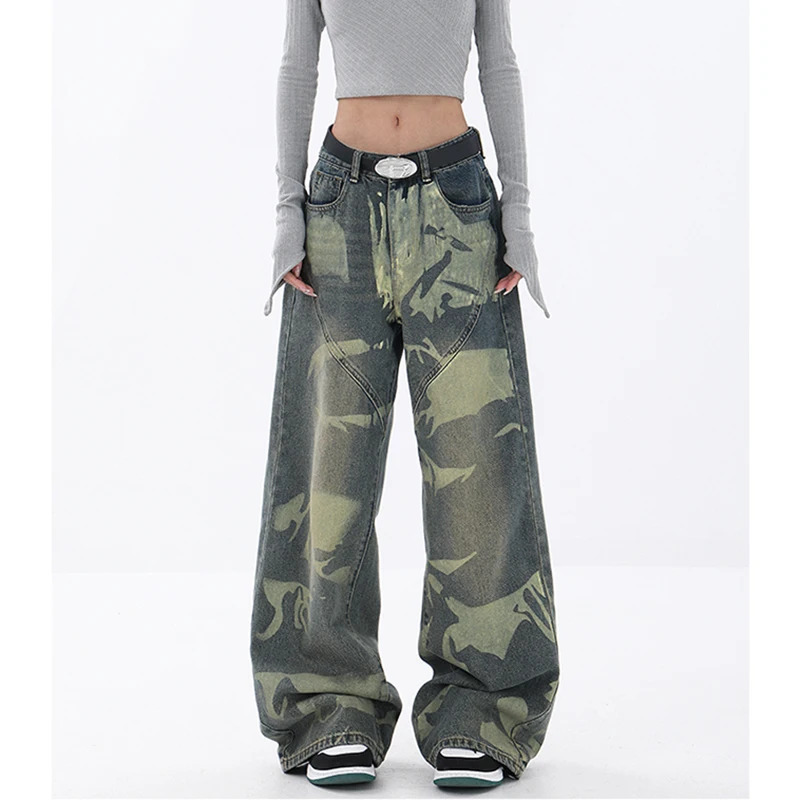 Y2K Inspired Vintage Streetwear High Waist Blue Cargo Pants