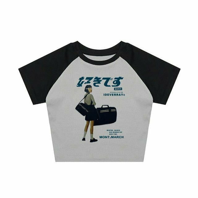 Y2K Japanese Style T-Shirt - Retro 90s Fashion, Grunge, Summer Outfits, and Popstar V