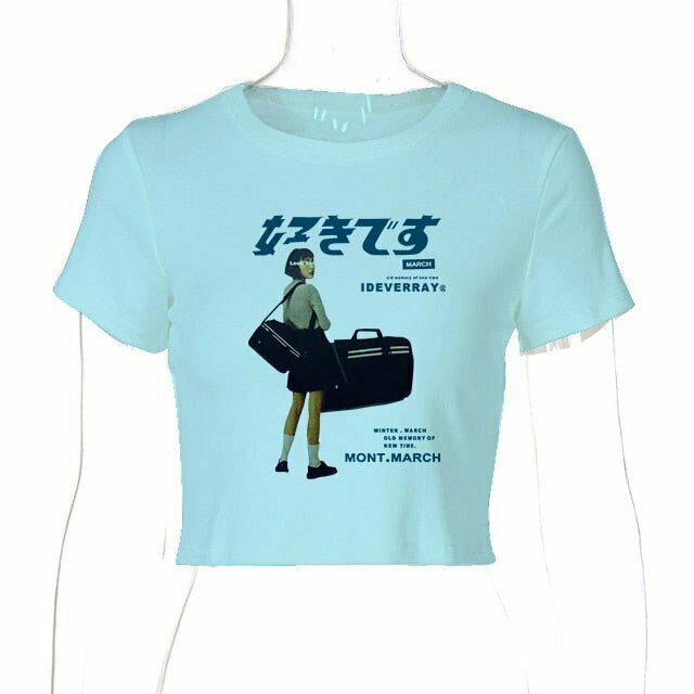 Y2K Japanese Style T-Shirt - Retro 90s Fashion, Grunge, Summer Outfits, and Popstar V