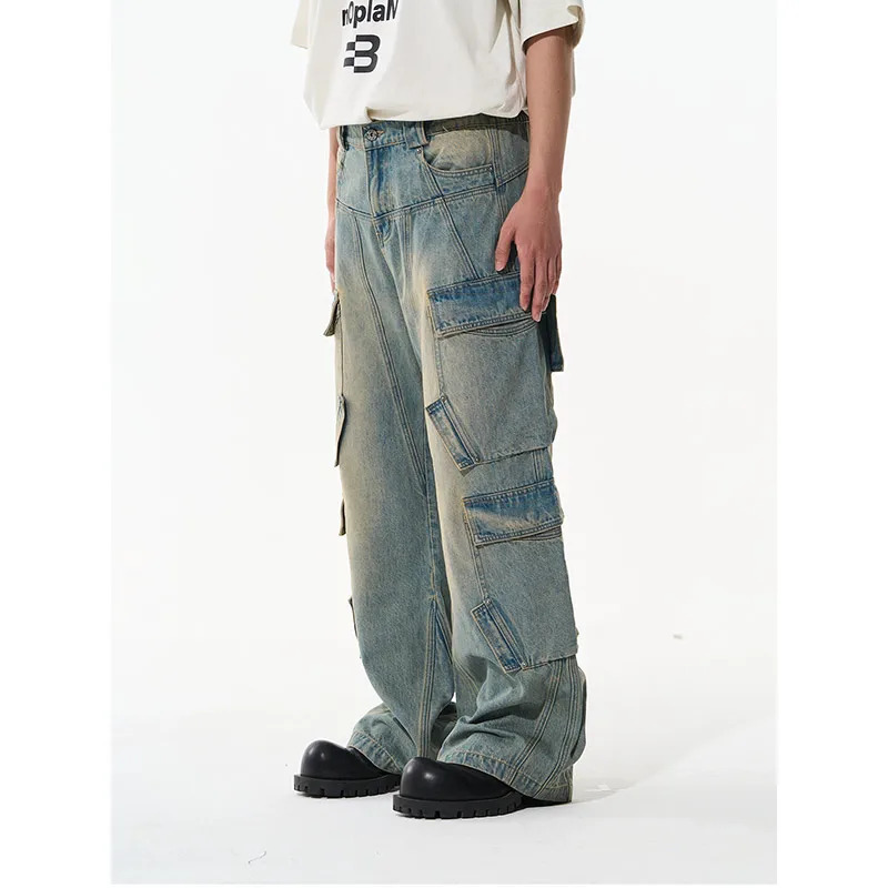 Y2K Korean High Street Style Vintage Denim Trouser - Wide Leg Baggy Blue Jeans