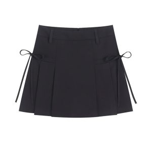 Y2K Korean Lace-Up Pleated Skirt - Retro 90s Grunge Summer Outfit