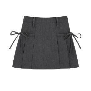 Y2K Korean Lace-Up Pleated Skirt - Retro 90s Grunge Summer Outfit