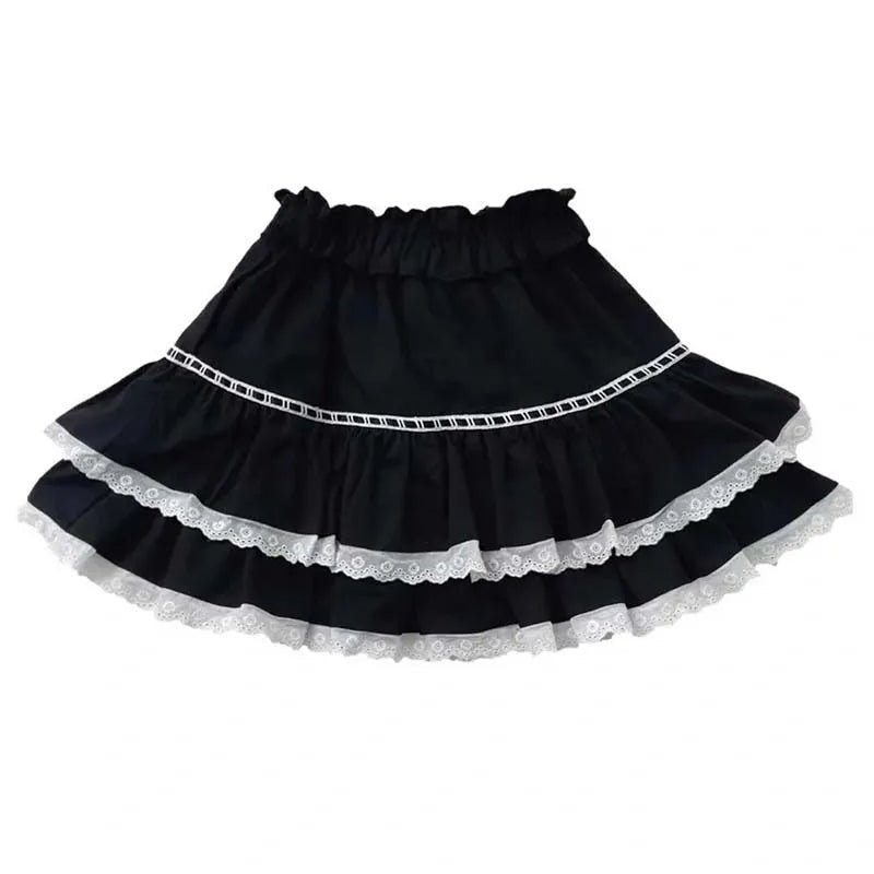 Y2K Lace Ruffle High Waist Tutu Skirt - 90s Grunge, Retro, Pastel Goth,