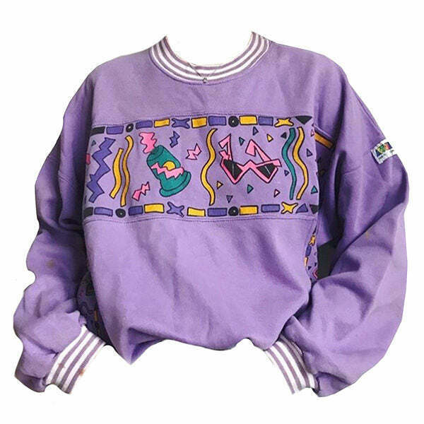 Y2K Lavender Sweatshirt - 90s Fashion, Grunge, Retro Style, Y2K Summer Outfits,