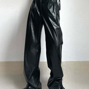 Y2K Leather Pants - Retro 90s Grunge, Summer Outfits, Club & Party Fashion for Women