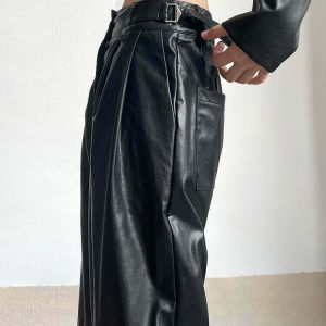 Y2K Leather Pants - Retro 90s Grunge, Summer Outfits, Club & Party Fashion for Women