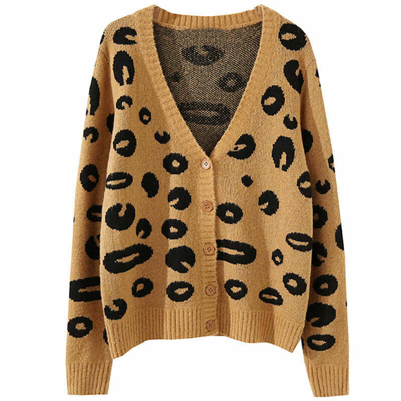 Y2K Leopard Cardigan - 90s Grunge, Retro Summer Outfit, Y2K Party & Club Fashion