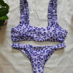 Y2K Leopard Print Swimsuit - Retro 90s Grunge Summer Outfit, Pastel Goth Beachwear