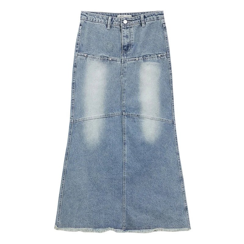 Y2K Low-Waist Fishtail Denim Skirt - 90s Grunge, Retro, Summer, Party