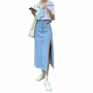 Y2K Maxi Jeans Skirt - Retro 90s Fashion, Grunge, Summer Outfits, and Party Looks