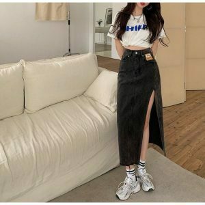 Y2K Maxi Jeans Skirt - Retro 90s Fashion, Grunge, Summer Outfits, and Party Looks