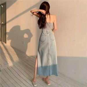 Y2K Maxi Jeans Skirt - Retro 90s Fashion, Grunge, Summer Outfits, and Party Looks