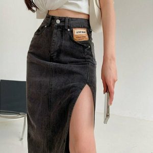 Y2K Maxi Jeans Skirt - Retro 90s Fashion, Grunge, Summer Outfits, and Party Looks