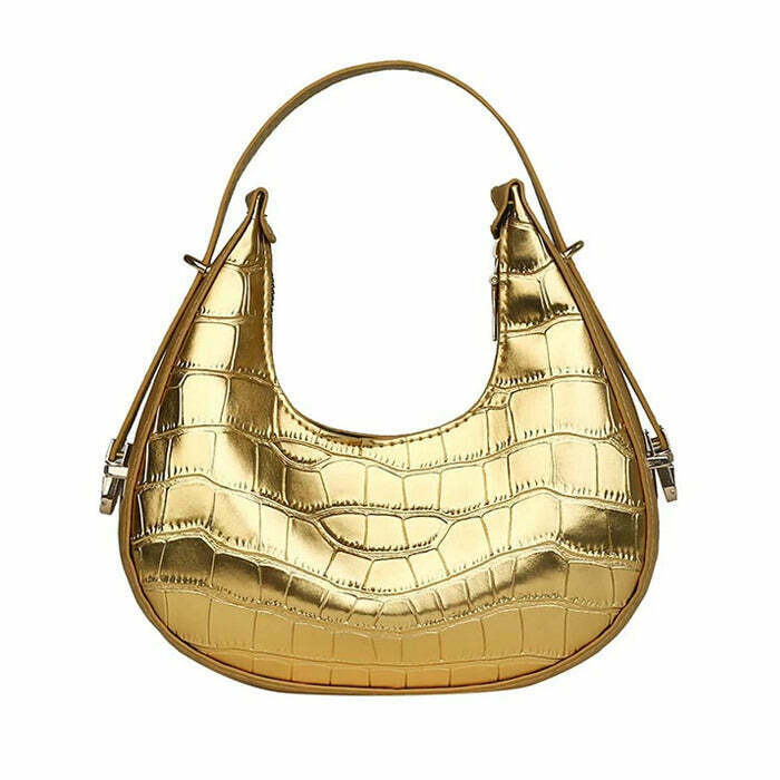 Y2K Metallic Aesthetic Hobo Bag - Perfect for 90s Grunge, Retro, and Summer Y2K