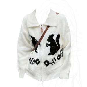 Y2K Monochrome Floral Knit Cardigan - 90s Grunge, Retro Summer, Pastel Goth Fashion