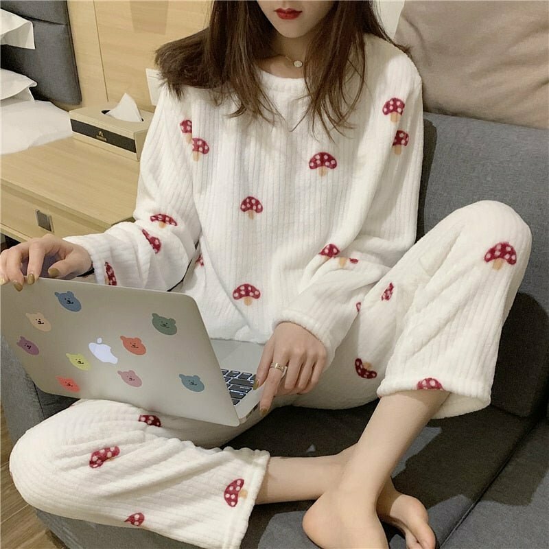 Y2K Mushroom Print Pajama Sets - Retro 90s Grunge, Summer Outfits, and Pastel Goth Styles