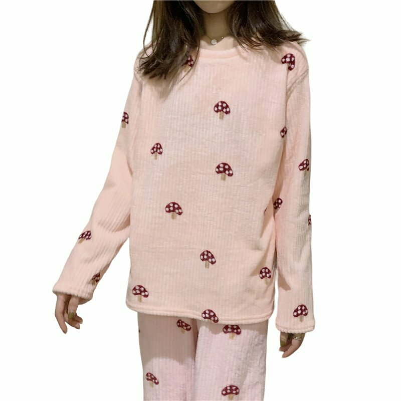 Y2K Mushroom Print Pajama Sets - Retro 90s Grunge, Summer Outfits, and Pastel Goth Styles