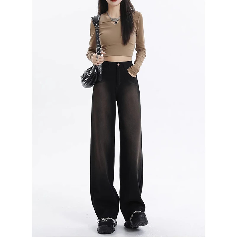 Y2K Nostalgic Vintage High Waist Wide Leg Jeans - Casual Baggy Denim Trouser