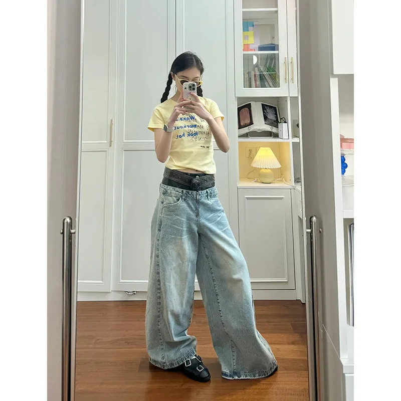 Y2k Oversize Jeans: Vintage Cowboy Pants for Women - Harajuku Straight Punk Denim Trousers -