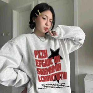 Y2K Oversized Cotton Women's Hoodie - 90s Grunge, Retro, Summer, Party, and Club Outfits