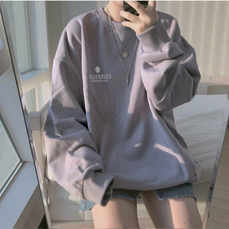 Y2K Pastel Goth Purple Sweatshirt - Retro 90s Grunge, Summer Y2K Outfits, Baby