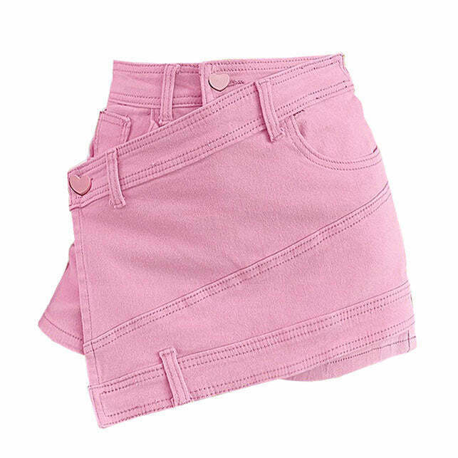 Y2K Pastel Pink Heart Shorts - 90s Grunge Summer Outfit, Retro Y2K Fashion, Baby Te